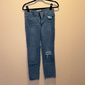 Levi's Blue Distressed Cropped Jeans